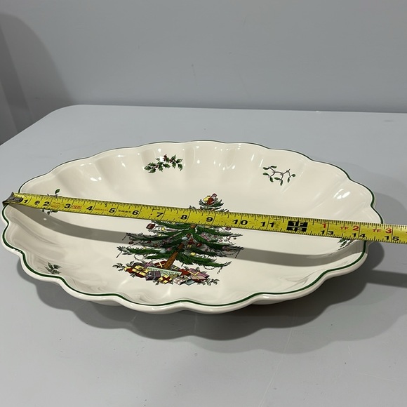 Spode Christmas Tree 15" Oval Fluted Serving Dish platter made in England - Picture 9 of 14